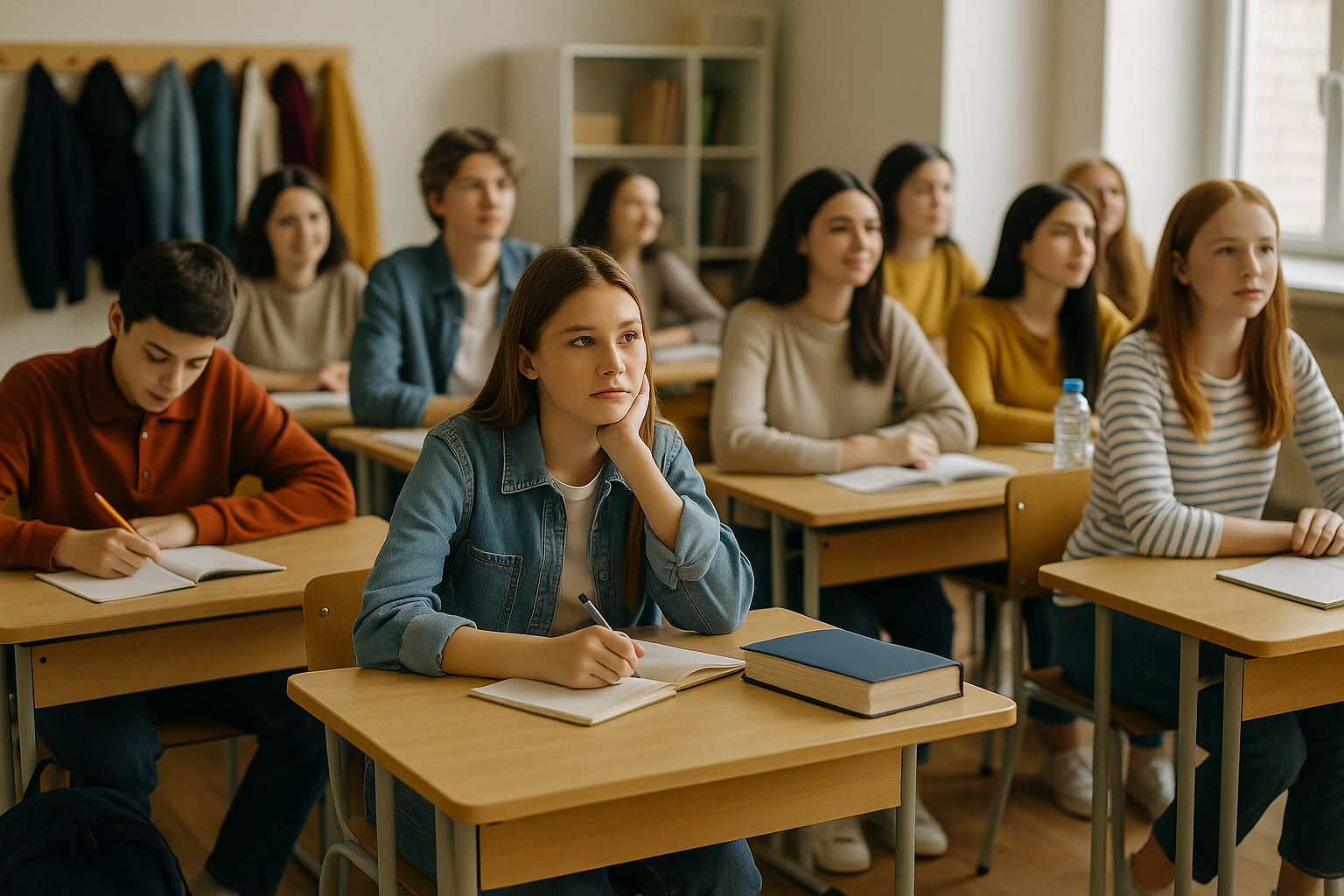 Centro educativo con estudiantes en el aula